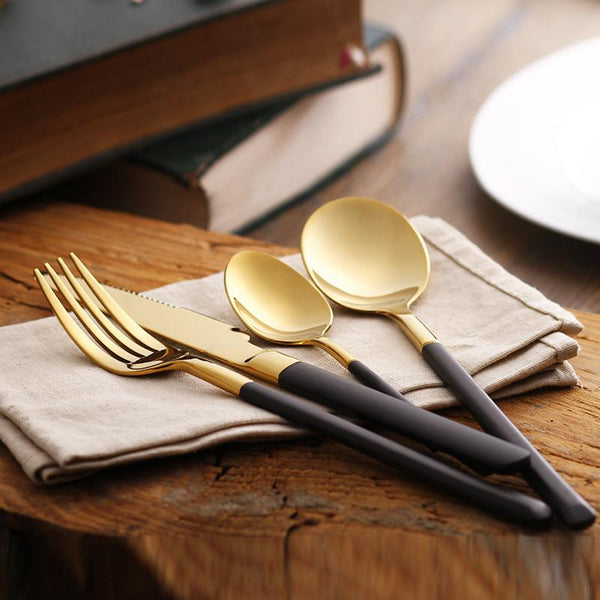 Black/Gold Cutlery Set