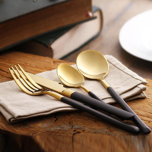 Black/Gold Cutlery Set