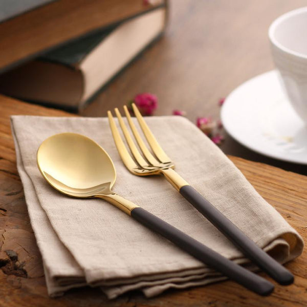 Black/Gold Cutlery Set