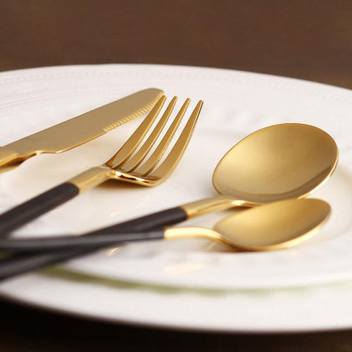 Black/Gold Cutlery Set